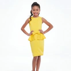 Ashley Lauren Kids 8097 Short Crepe Peplum Cocktail Dress Pageant Interview Short Prom Dresses