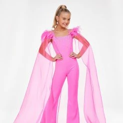 In Stock Jumpsuits & Rompers Ashley Lauren Kids 8100 Size 12 Hot Pink Pageant Jumpsuit Feathers Cape Girls Fun Fashion