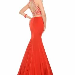 In Stock Precious Formals 81014 Size 4 Two Piece Mermaid Prom Dress Sheer Embellished