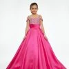 Ballgown Dresses Ashley Lauren Kids 8102 Long A Line Pageant Ball Gown Off The Shoulder Embellished