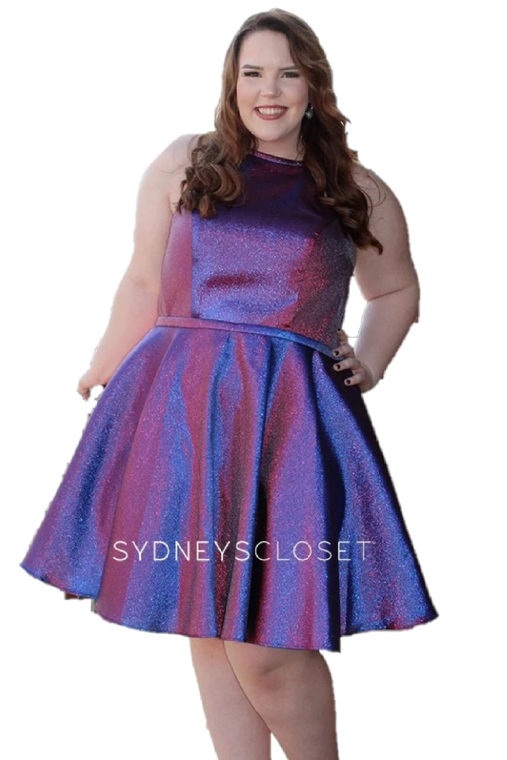In Stock Sydney's Closet 8103 Short Flare Metallic Prom Dress High Neck Pockets Size 22 Corset Dresses 4 In Stock Sydney's Closet 8103 Short Flare Metallic Prom Dress High Neck Pockets Size 22 Corset Dresses