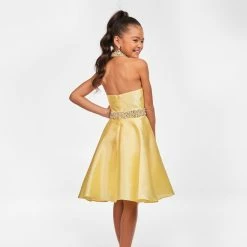Ashley Lauren Kids 8103 Short Halter Cocktail Dress With Overskirt Pageant Wear Short Prom Dresses