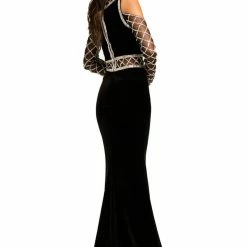 In Stock Johnathan Kayne 8105 Long Sleeve Prom Dress Size 4 Black Pageant Gown