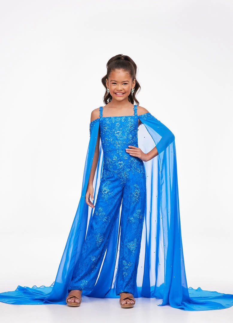 Ashley Lauren Kids 8107 Long Lace Jumpsuit Girls Cape Off The Shoulder Fun Fashion 4 Ashley Lauren Kids 8107 Long Lace Jumpsuit Girls Cape Off The Shoulder Fun Fashion