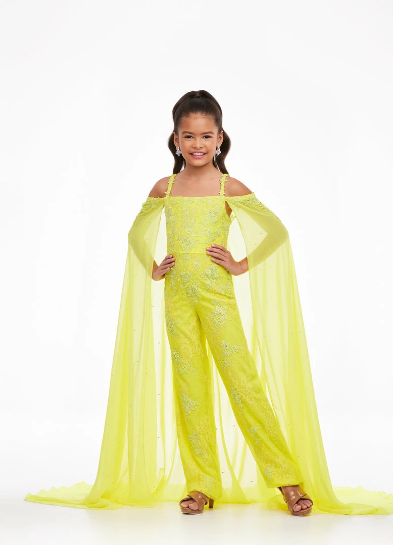 Ashley Lauren Kids 8107 Long Lace Jumpsuit Girls Cape Off The Shoulder Fun Fashion 3 Ashley Lauren Kids 8107 Long Lace Jumpsuit Girls Cape Off The Shoulder Fun Fashion