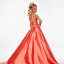 Kids Dresses Ashley Lauren Kids 8108 Long Halter Pageant Dress With Overskirt Dress