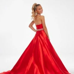 Kids Dresses Ashley Lauren Kids 8108 Long Halter Pageant Dress With Overskirt Dress