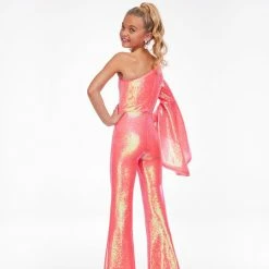 In Stock Ashley Lauren Kids 8110 Size 8 Yellow One Shoulder Jumpsuit Long Bell Sleeve Sequin Pageant 12 In Stock Ashley Lauren Kids 8110 Size 8 Yellow One Shoulder Jumpsuit Long Bell Sleeve Sequin Pageant