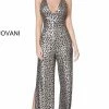 Jovani 8112 Black Gold Animal Print Jumpsuit With Side Slits 1 Jovani 8112 Black Gold Animal Print Jumpsuit With Side Slits