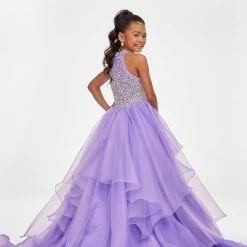 Ashley Lauren Kids 8112 Girls Halter Layered Pageant Dress Halter Crystal Embellished Ballgown Dresses