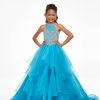 Ashley Lauren Kids 8112 Girls Halter Layered Pageant Dress Halter Crystal Embellished Ballgown Dresses