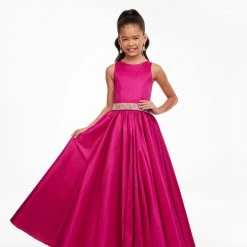 Ashley Lauren Kids Ashley Lauren 8113 Girls Long Kids A Line Ball Gown Dress Evening Gown Crystal Belt