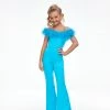 Ashley Lauren Kids 8114 Girls Scuba Jumpsuit Pageant Off The Shoulder Feather Fun Fashion