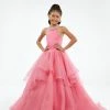 Ballgown Dresses Ashley Lauren Kids 8116 Girls Halter Ballgown Pageant Dress Handkerchief Skirt