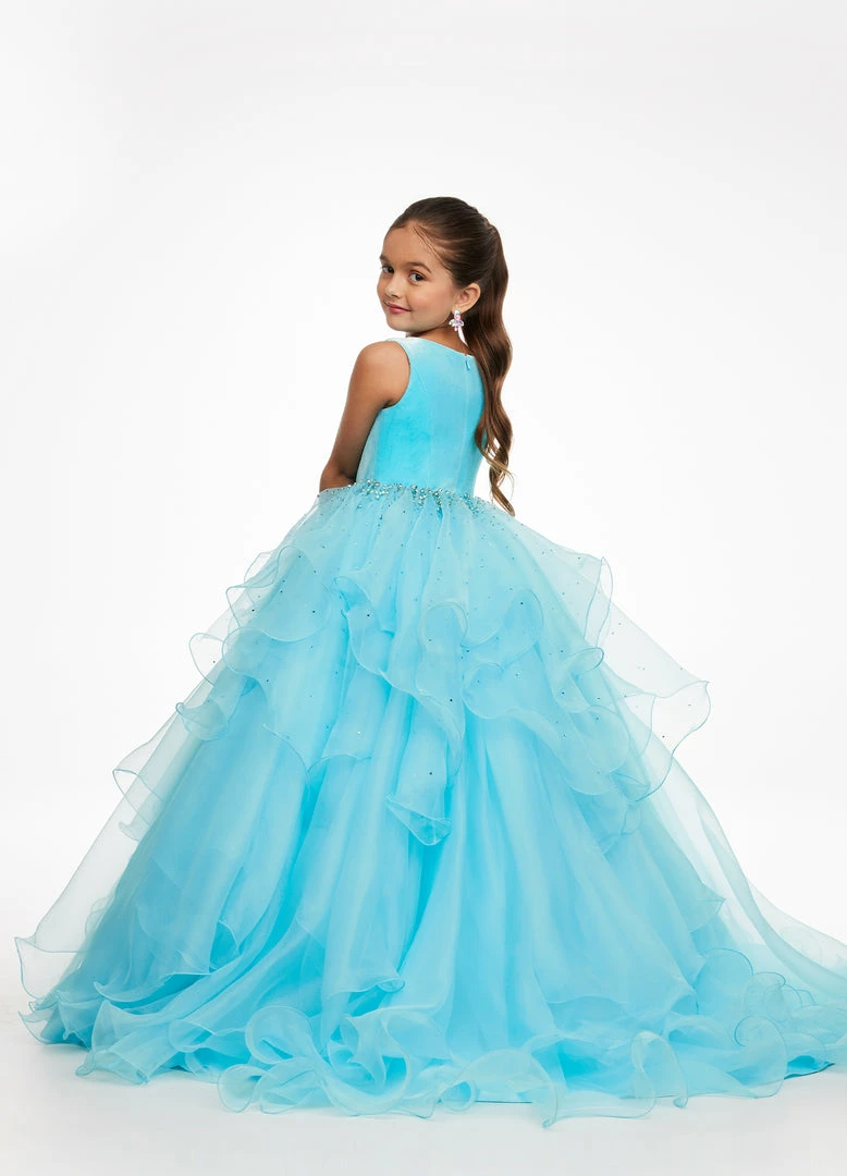 Ashley Lauren Kids Ashley Lauren 8120 Long Velvet Layered Organza Skirt Girls Pageant Dress 8 Ashley Lauren Kids Ashley Lauren 8120 Long Velvet Layered Organza Skirt Girls Pageant Dress