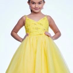 Ballgown Dresses Ashley Lauren Kids 8121 Long A Line Girls Pageant Dress V Neck Organza Ruched