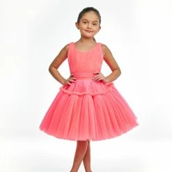 Ashley Lauren Kids 8123 Short Pleated Tulle Girls Cocktail Formal Party Dress Knee Length Short Prom Dresses