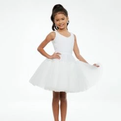 Ashley Lauren Kids 8123 Short Pleated Tulle Girls Cocktail Formal Party Dress Knee Length Short Prom Dresses