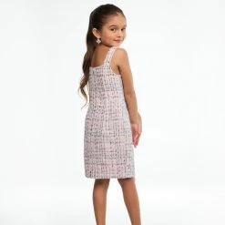 Ashley Lauren Kids Ashley Lauren 8129 Girls Short Fitted Tweed With Cape Pageant Wear Cocktail Dress