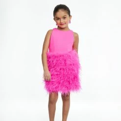 Short Prom Dresses Ashley Lauren Kids 8132 Short Feather Skirt Cocktail Girls Pageant Dress Cutout Back