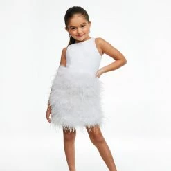 Short Prom Dresses Ashley Lauren Kids 8132 Short Feather Skirt Cocktail Girls Pageant Dress Cutout Back