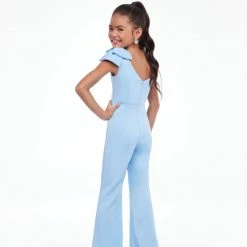 Ashley Lauren Kids 8134 Girls Crepe Jumpsuit Pageant Wear Bow Off The Shoulder Jumpsuits & Rompers