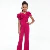 Ashley Lauren Kids 8134 Girls Crepe Jumpsuit Pageant Wear Bow Off The Shoulder Jumpsuits & Rompers