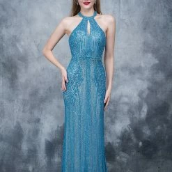 In Stock Nina Canacci 8144 Keyhole Neckline Prom Dress In Perry Size 2