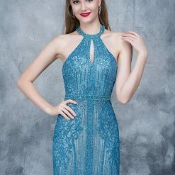 In Stock Nina Canacci 8144 Keyhole Neckline Prom Dress In Perry Size 2