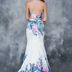 In Stock Nina Canacci 8152 Two Piece Halter Floral Mermaid Prom Dress In Print Size 2 Mermaid Dresses