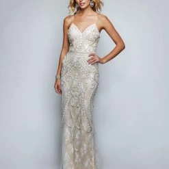Discontinued Nina Canacci 8170 Long Lace Embellished V Neck Wedding Dress Formal Gown Wedding Dresses