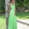 In Stock Vienna Prom 8190 Size 0 Lime Long Prom Dress Sheer A Line Formal Beaded