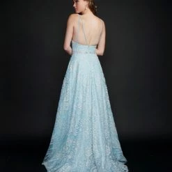 In Stock Ballgown Dresses Nina Canacci 8199 Size 4,6,8,10 Long Baby Blue Ballgown Prom Dress Pageant Gown Glitter Shimmer