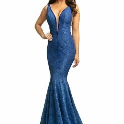 In Stock Mermaid Dresses Johnathan Kayne 8218 Size 12 Royal Lace Mermaid Prom Dress Pageant Gown
