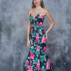 In Stock Nina Canacci 1362 Sz 10 Floral Print Mermaid Prom Dress Evening Gown Spring Formal