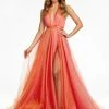 Ashleylauren Ballgown Dresses Ashley Lauren 11182 Halter Ball Gown With Built In Body Suit Blush/Coral