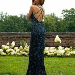 In Stock Primavera Couture 3220 Black Teal Size 14 Prom Dress Pageant Gown