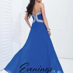 In Stock Tony Bowls 11412 Size 12 Long Chiffon Prom Pageant Dress Crystal Embellished Strapless