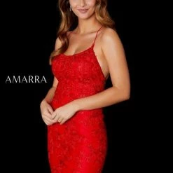 Amarra 87210 Long Lace Fitted Formal Prom Dress Train Pageant Backless Gown Mermaid Dresses