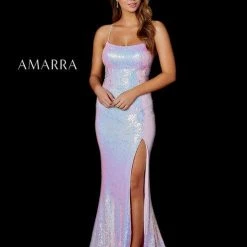 In Stock Amarra 87211 Size 14 Long Sequin Slit Formal Prom Pageant Dress Backless Corset Candy Pink Backless Dresses