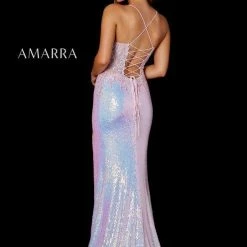 Amarra 87211 Long Sequin Slit Formal Prom Pageant Dress Backless Corset