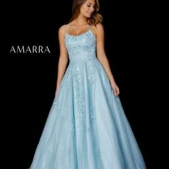 Ballgown Dresses Amarra 87217 Shimmer A Line Ball Gown Prom Dress Lace Glitter Formal Gown