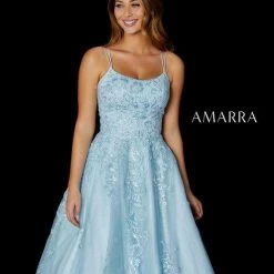Ballgown Dresses Amarra 87217 Shimmer A Line Ball Gown Prom Dress Lace Glitter Formal Gown