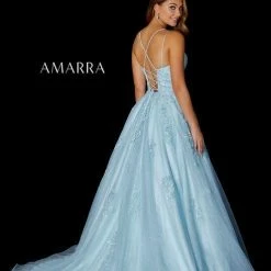 Ballgown Dresses Amarra 87217 Shimmer A Line Ball Gown Prom Dress Lace Glitter Formal Gown