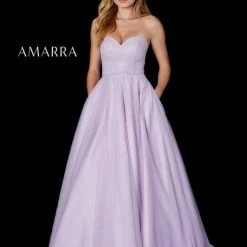 Amarra 87218 Lilac Strapless A Line Ballgown Prom Dress Backless Corset Gown Backless Dresses
