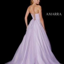 Amarra 87218 Lilac Strapless A Line Ballgown Prom Dress Backless Corset Gown Backless Dresses