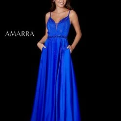 Amarra 87234 Long A Line Maxi Slit Prom Dress Embellished Formal Gown