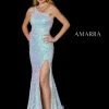 Amarra 87241 One Shoulder Sequin High Slit Open Corset Back Prom Dress Pageant