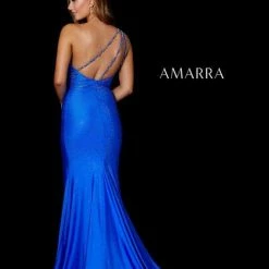 Amarra 87242 Long Fitted One Shoulder Embellished Prom Dress Slit Pageant