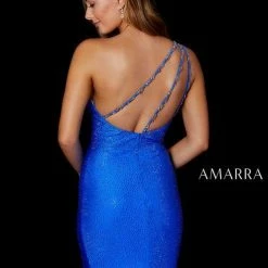 Amarra 87242 Long Fitted One Shoulder Embellished Prom Dress Slit Pageant